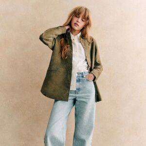 Sezane- Will Jacket- Suede Khaki- Size S